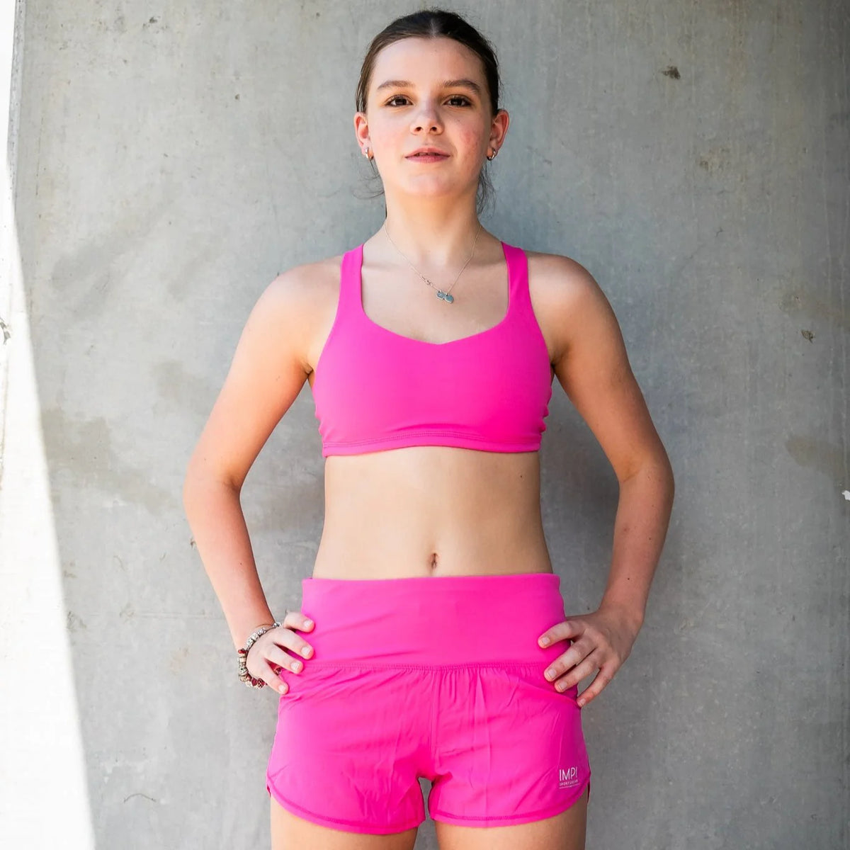 girls running shorts pink