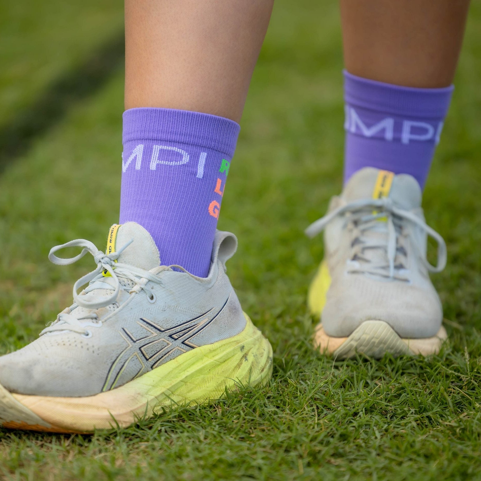 purple running socks