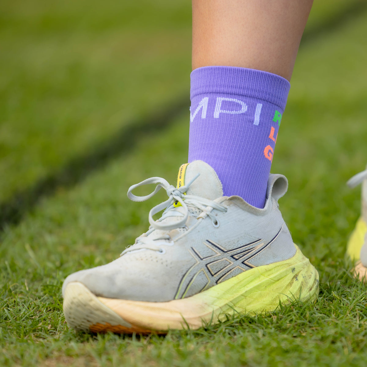 purple running socks