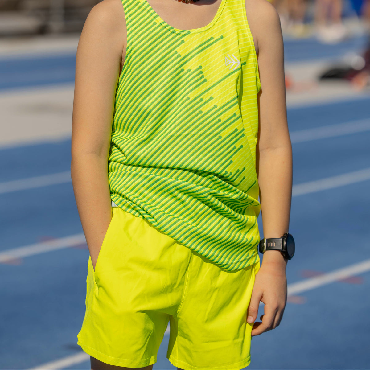 boys yellow running shorts