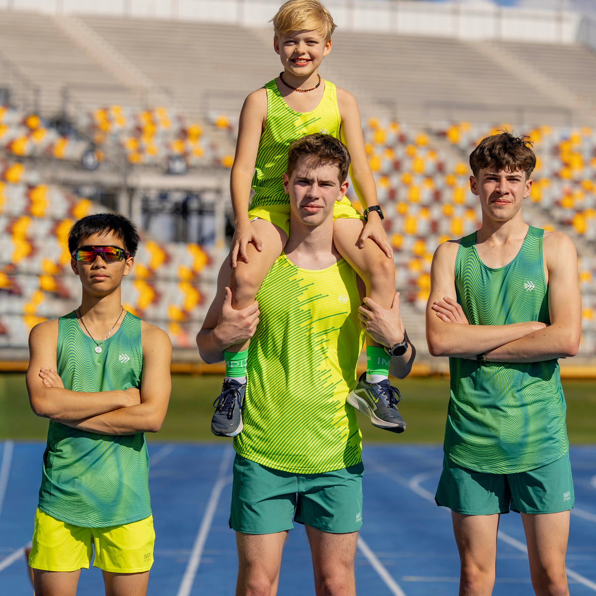 boys yellow running shorts