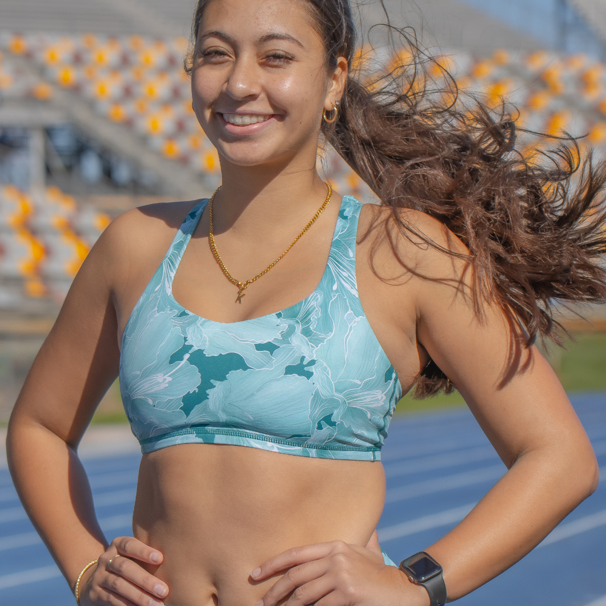 IMPI Strappy Running Bra Top - Teal Tulip