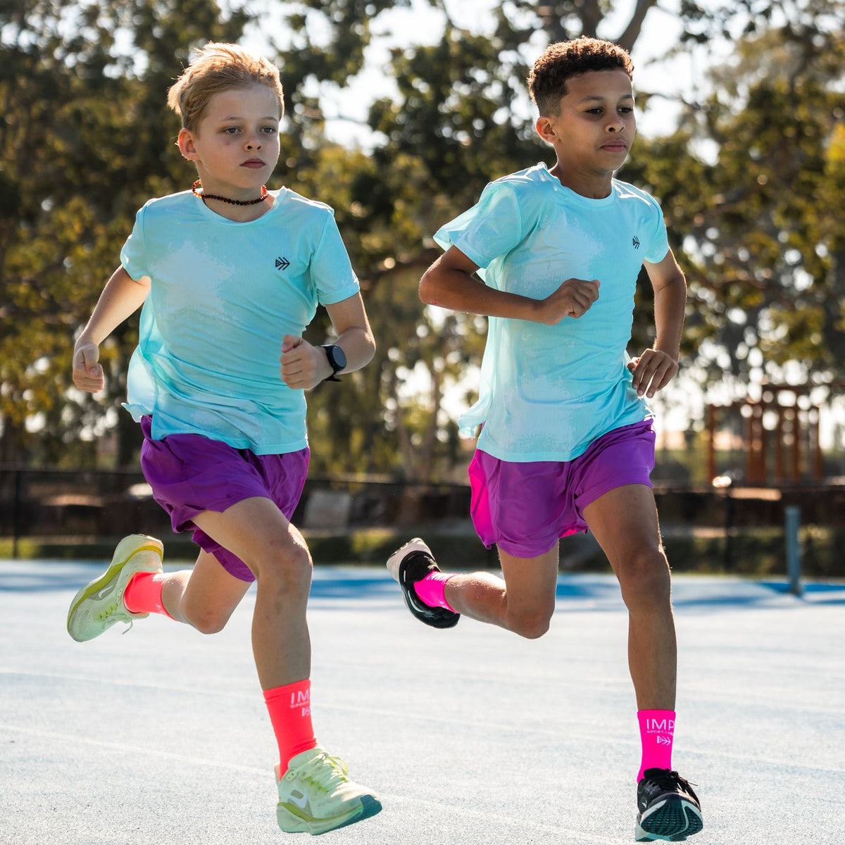 boys purple running shorts