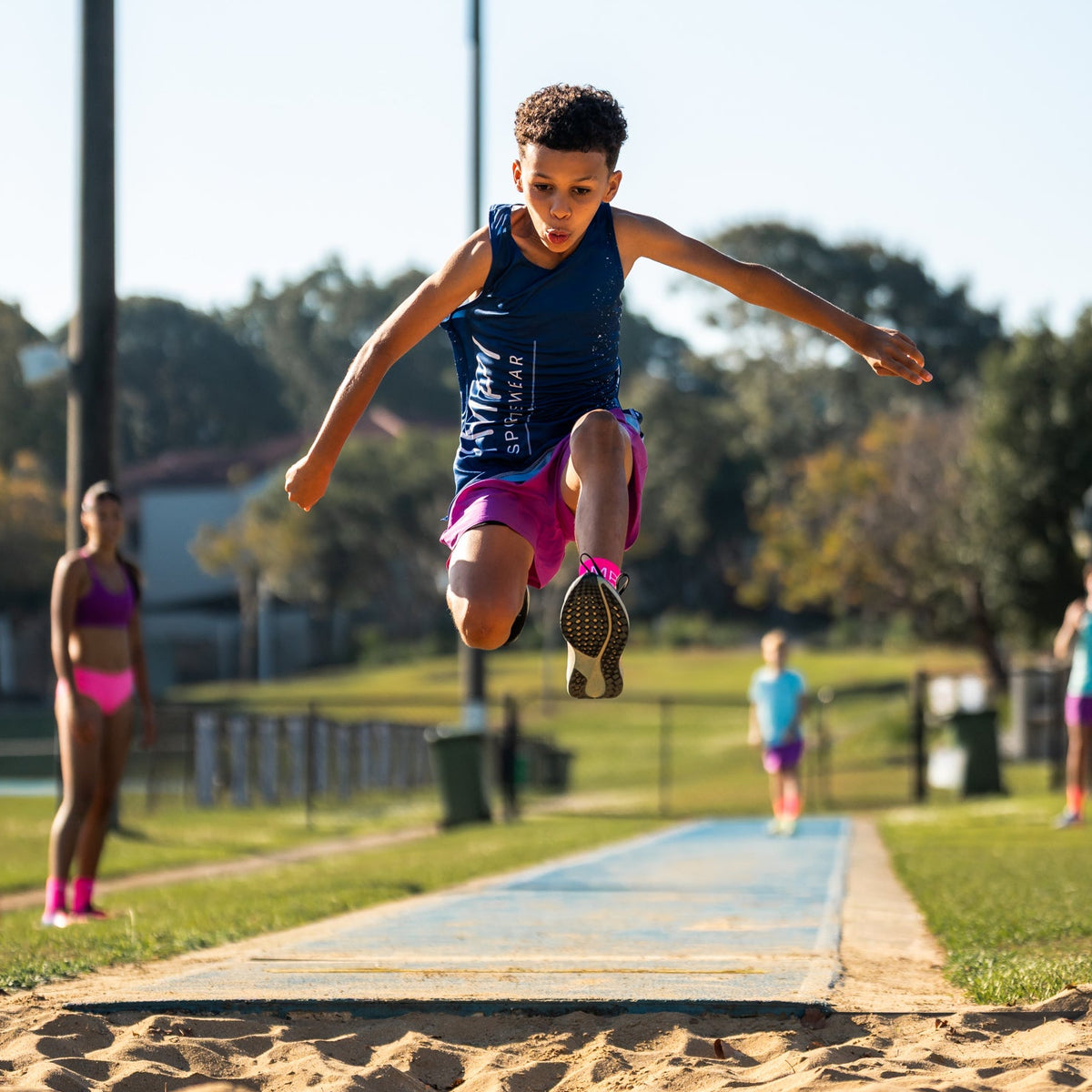 boys purple running shorts