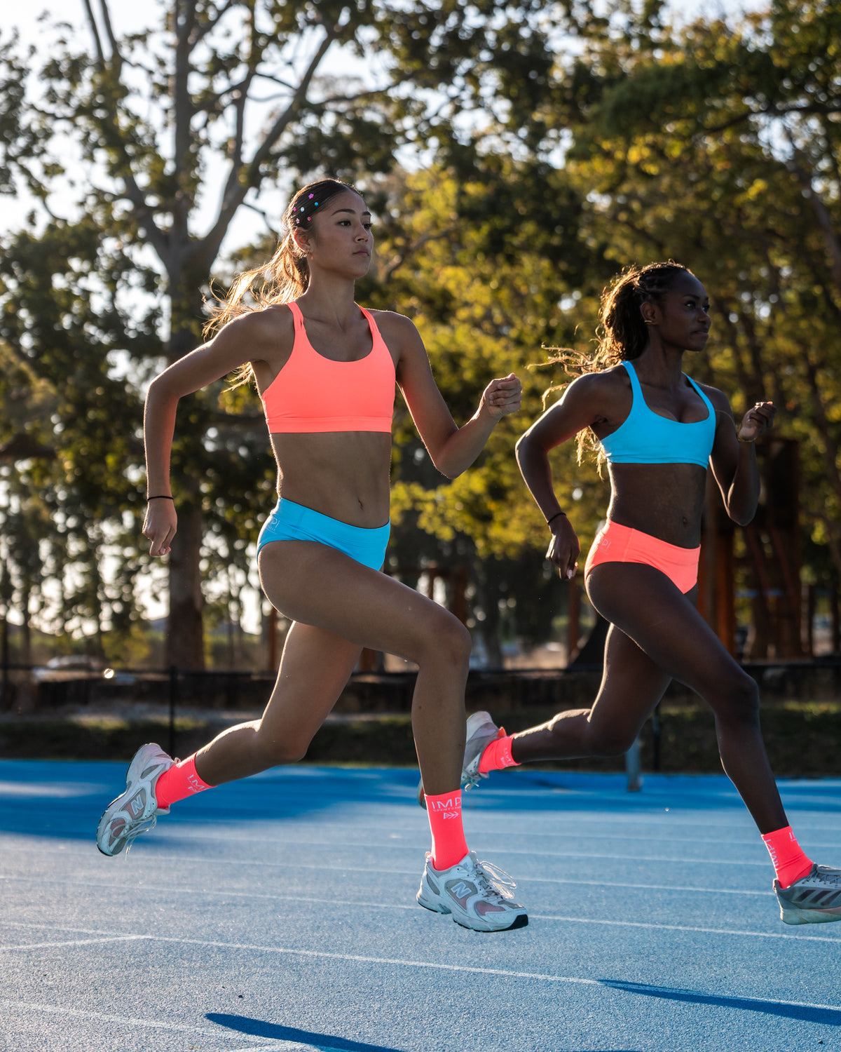 IMPI Running 6 Strap Bra Top - Neon Coral