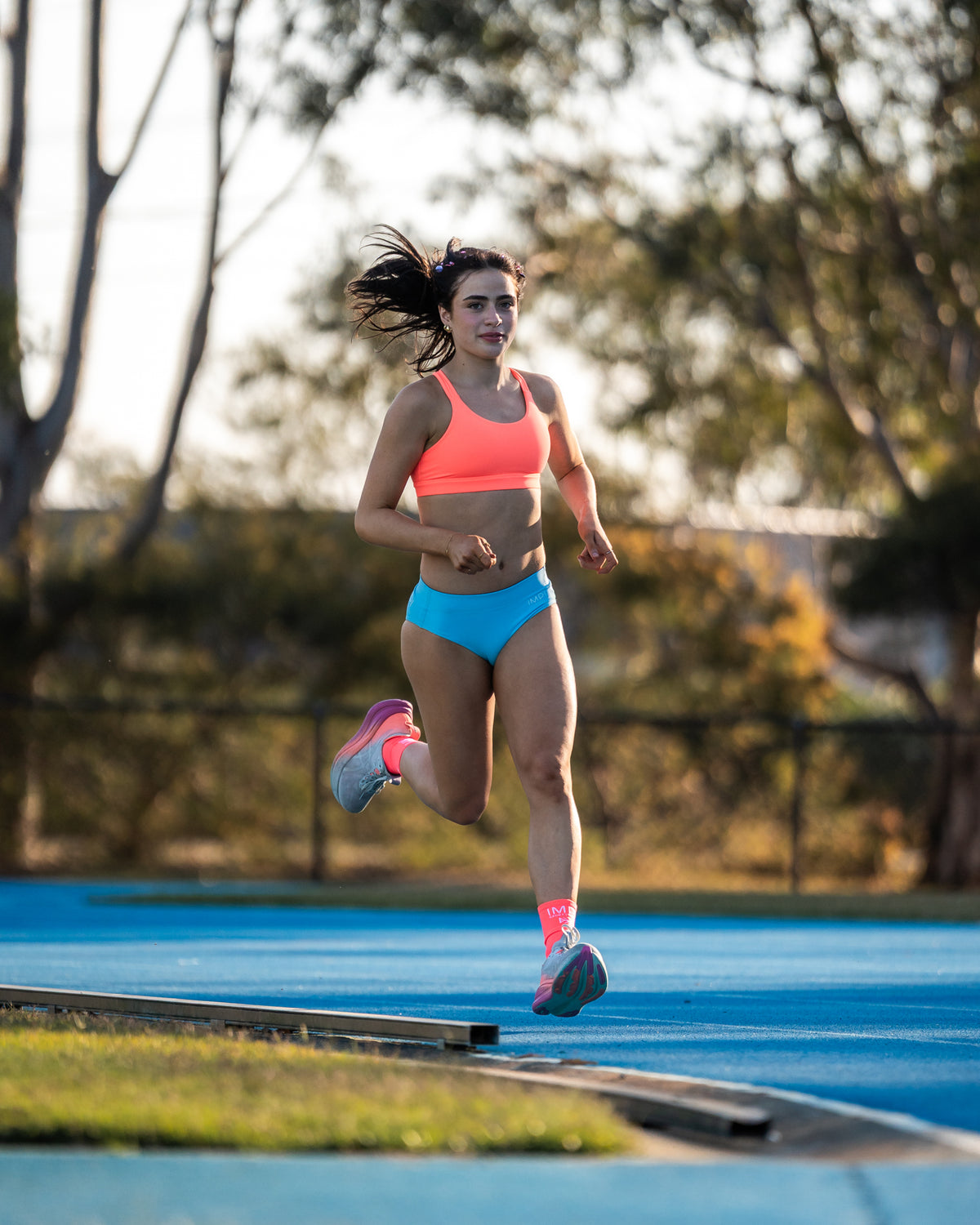IMPI Running 6 Strap Bra Top - Neon Coral