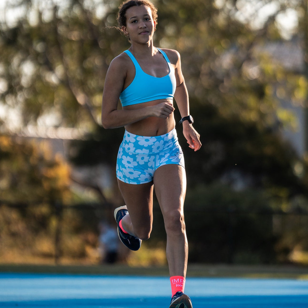 sky blue daisy bike shorts