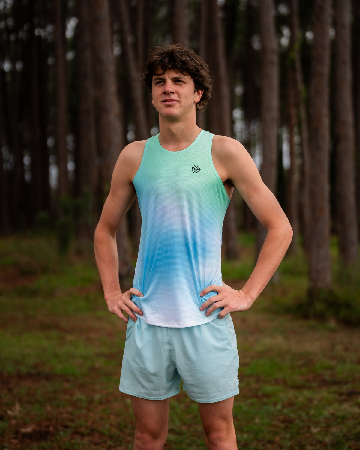 IMPI Boys Race Back Singlet - Mint Ombre