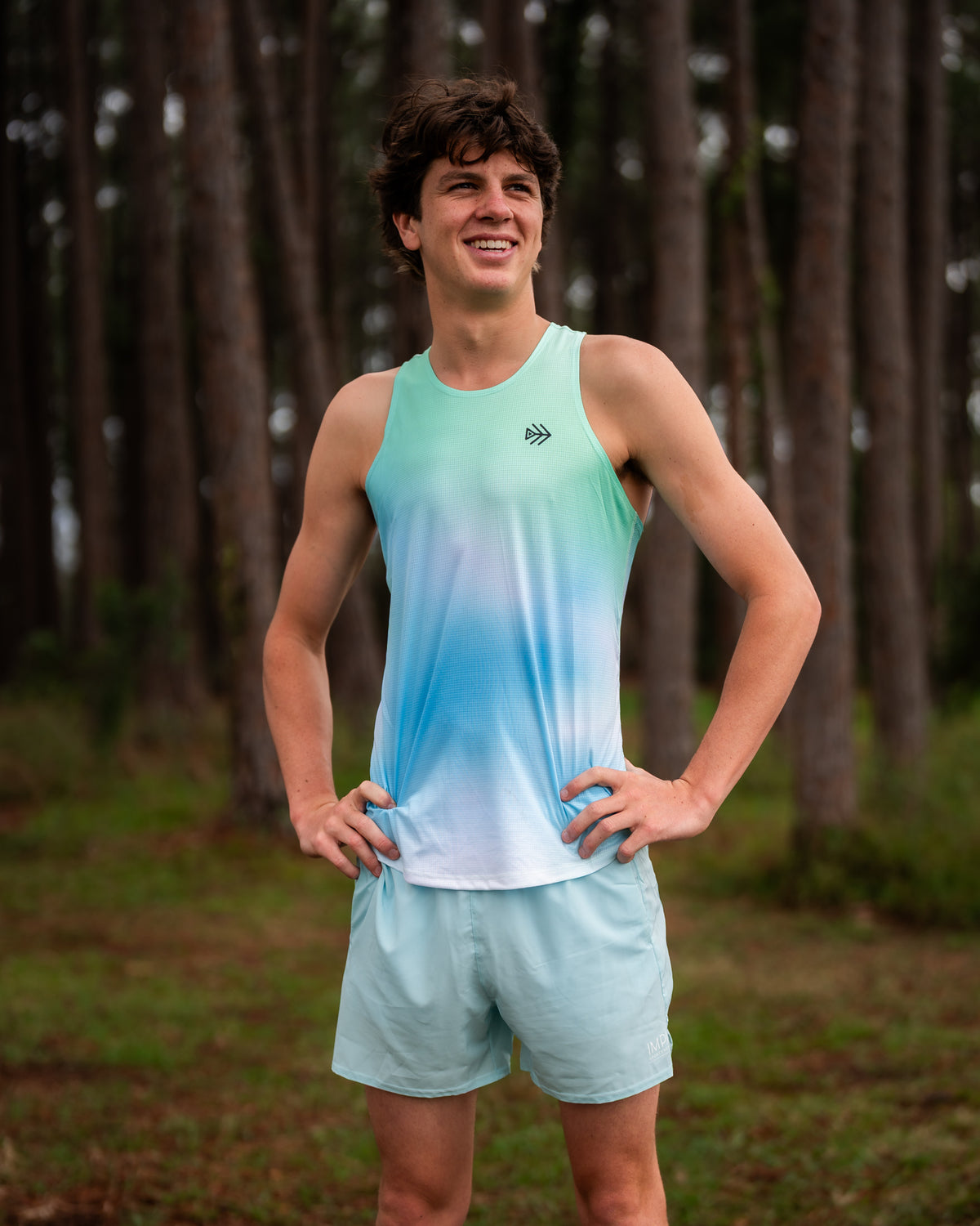 IMPI Boys Race Back Singlet - Mint Ombre
