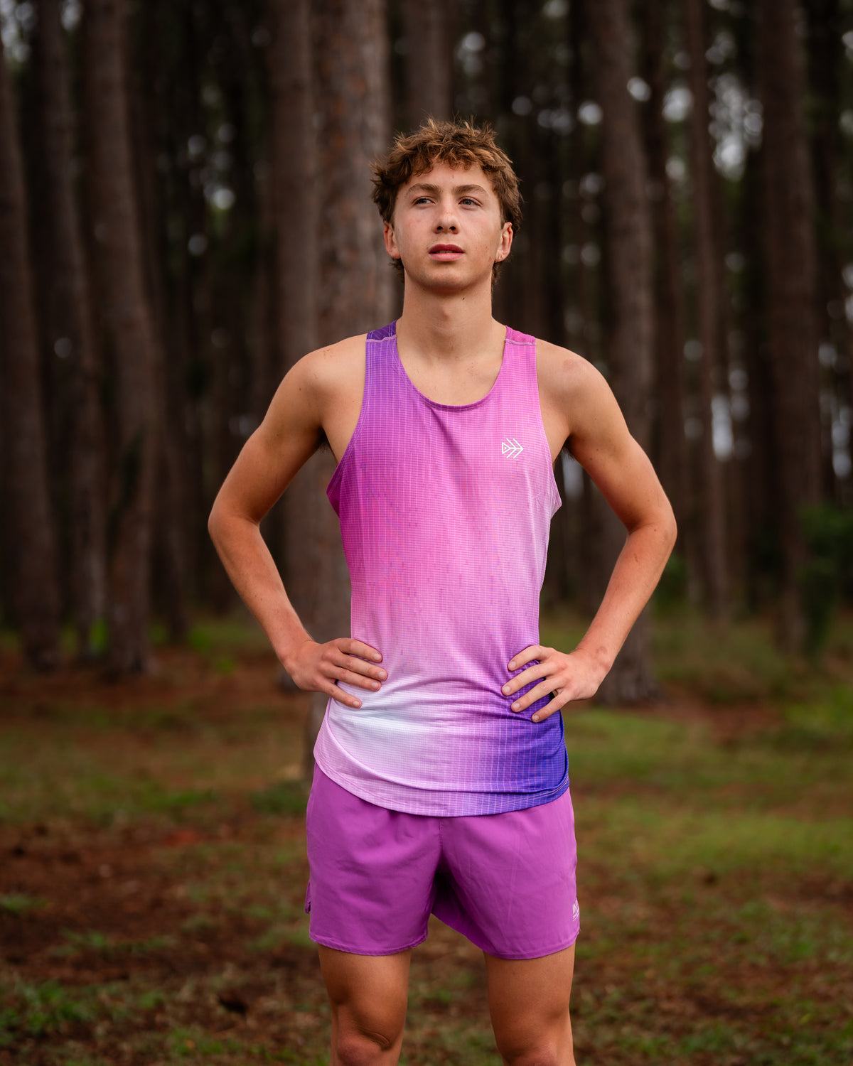 IMPI Boys Race Back Singlet - Boysenberry Split