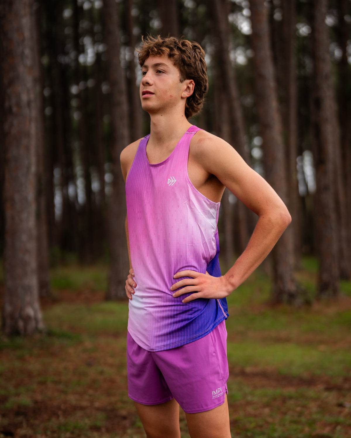 IMPI Boys Race Back Singlet - Boysenberry Split