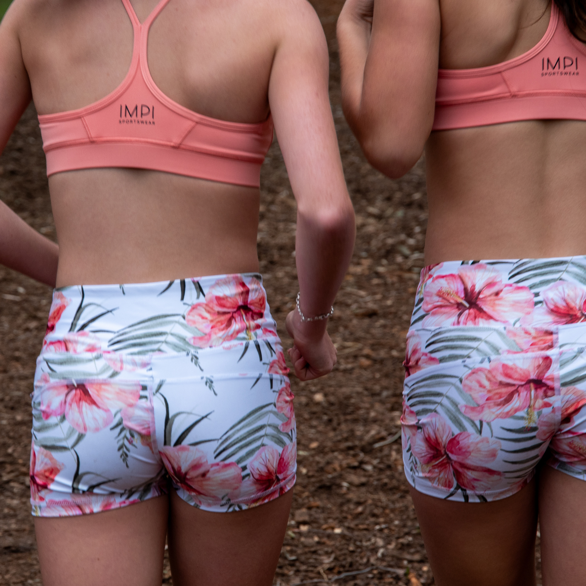 peach running shorts