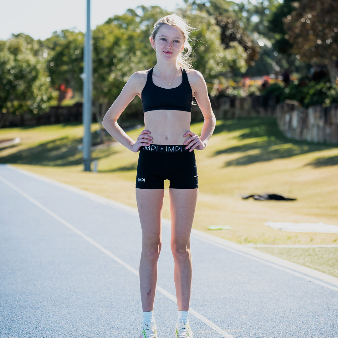 IMPI Strappy Girls Crop Top - Black