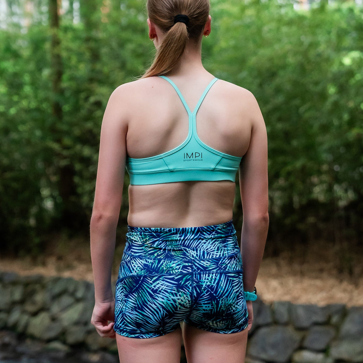 navy palms running shorts