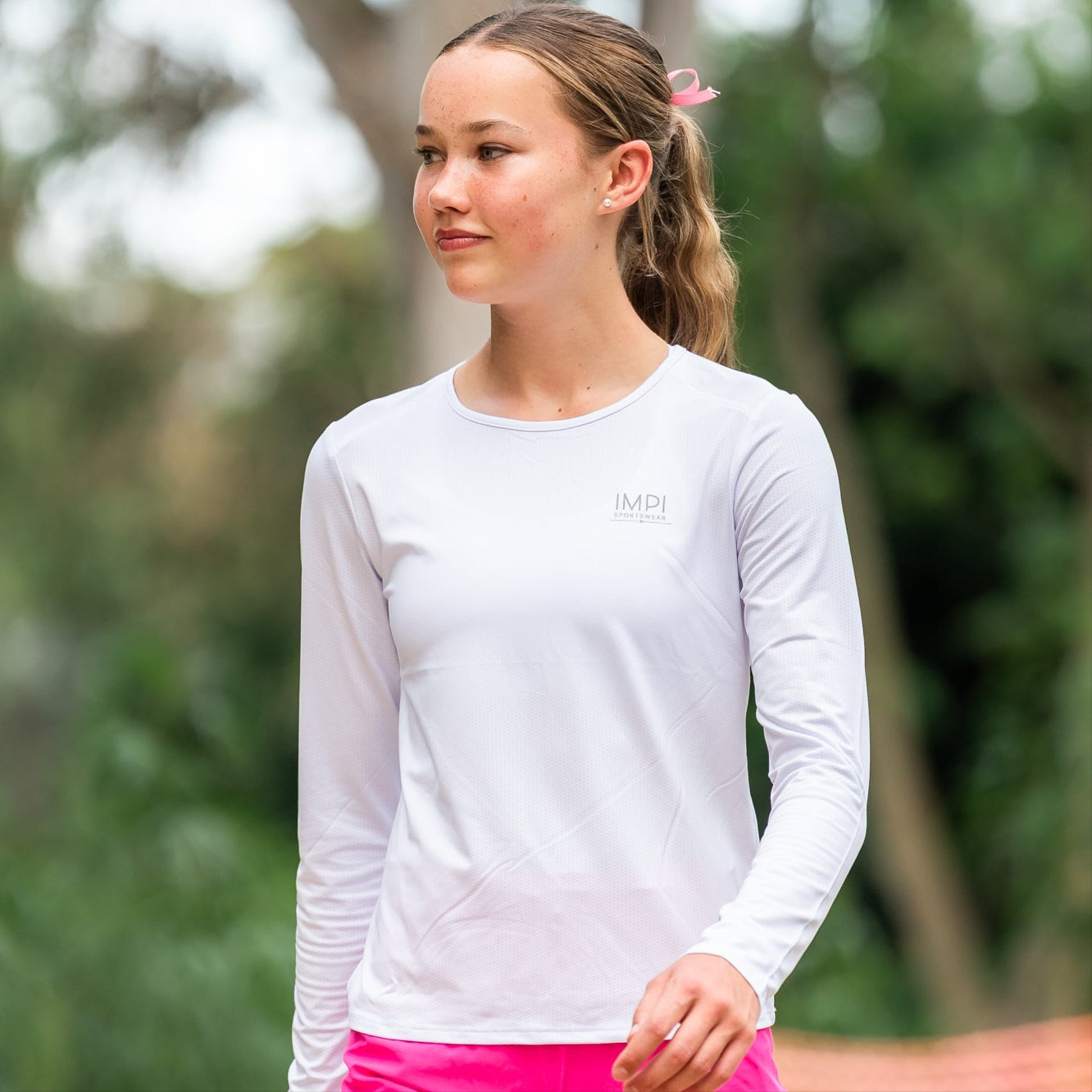 Girls white long sleeve active top