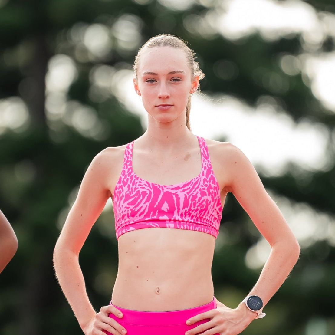 Girls polyester pink running crop top