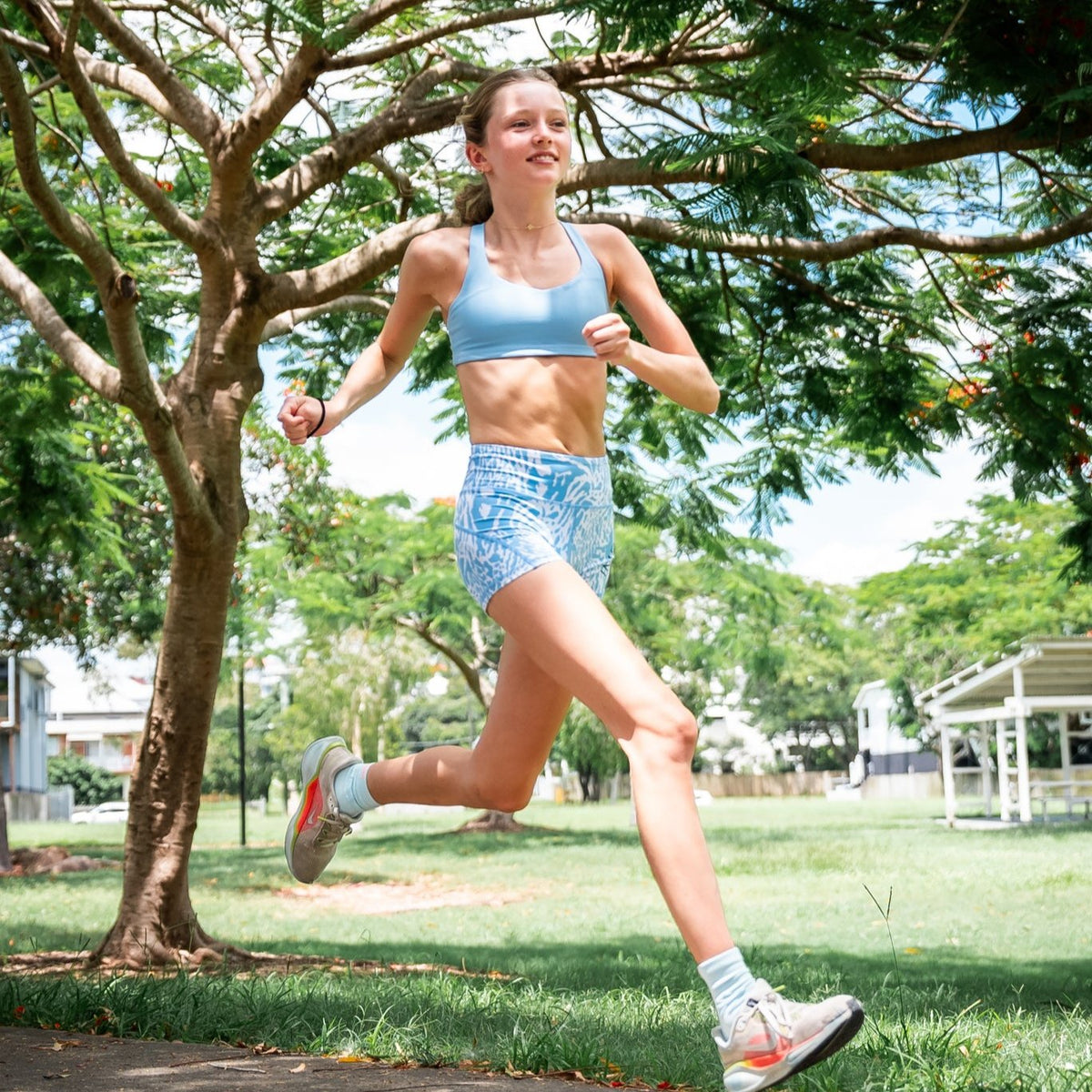 baby blue minx running shorts