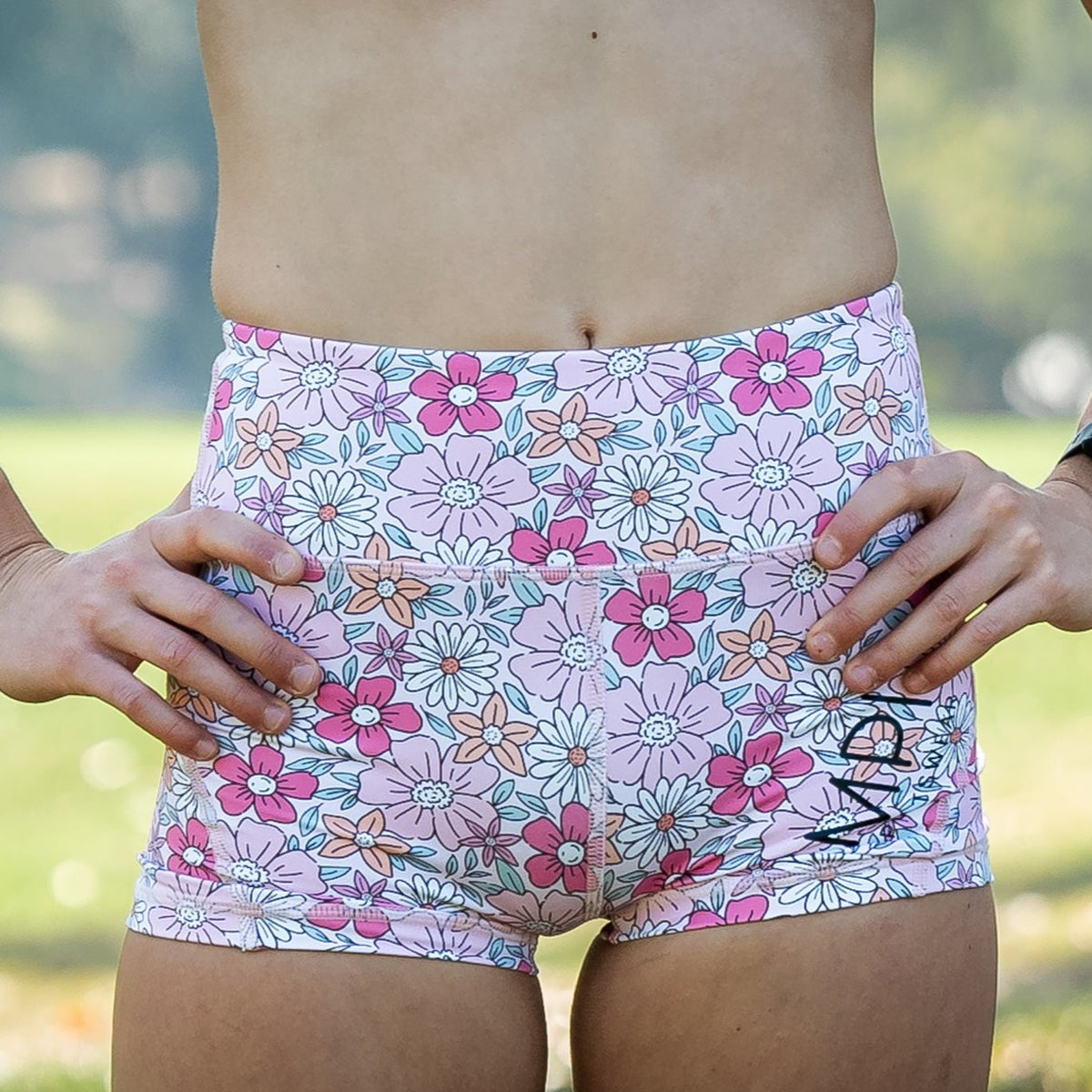 pink  floral running shorts