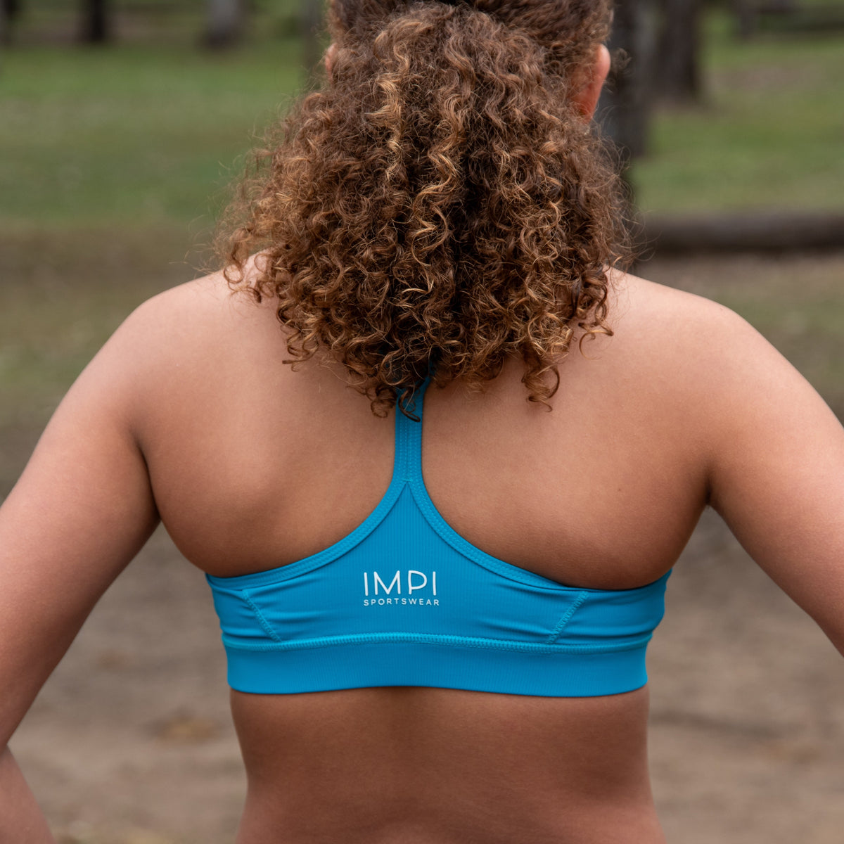 IMPI V-neck Rib Running Bra Top - Teal