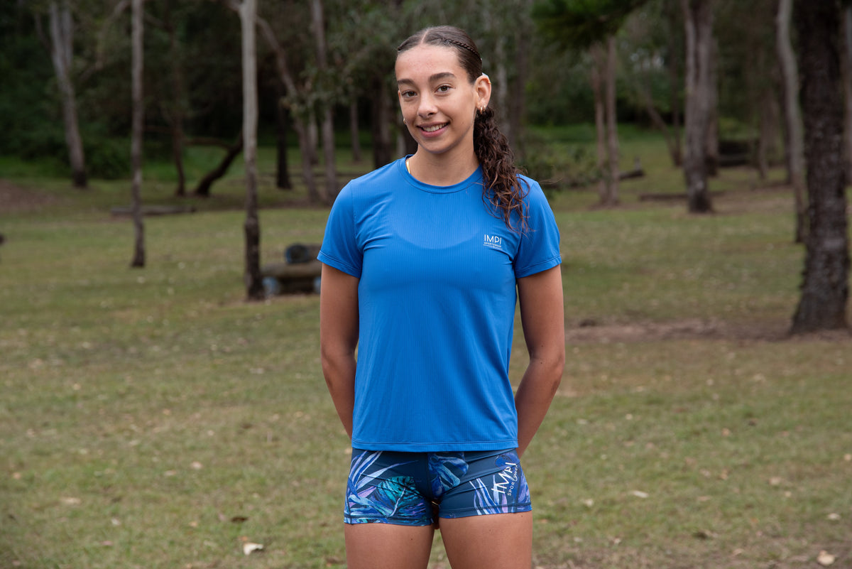 blue running t-shirt