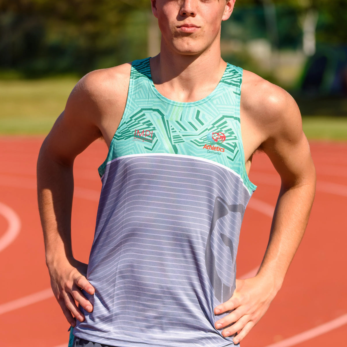 ATAS Mens Grey and Green Singlet