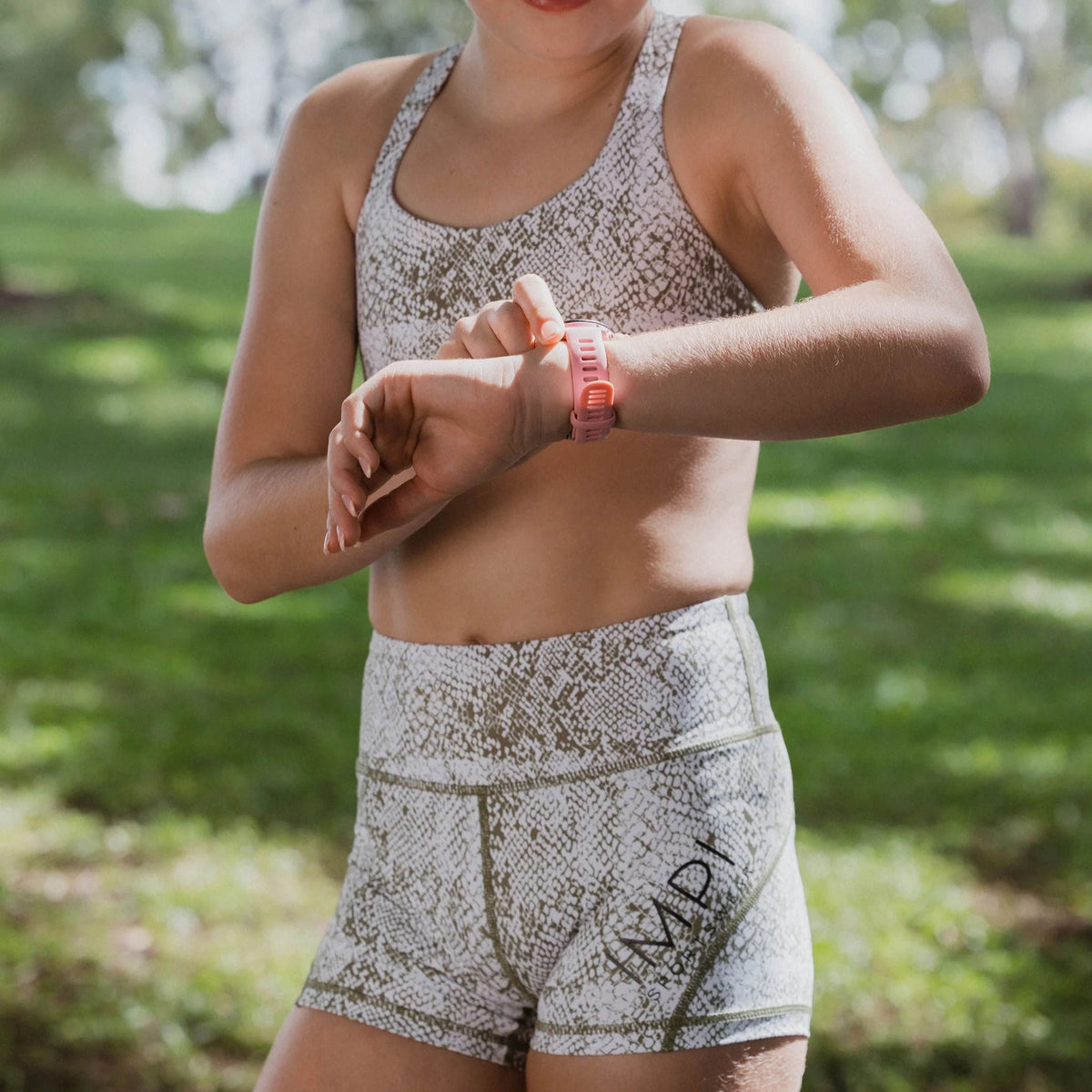 IMPI High Waist Bike Shorts - Olive Snake