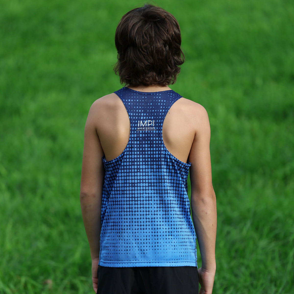 IMPI Boys Race Back Singlet - Navy/Blue