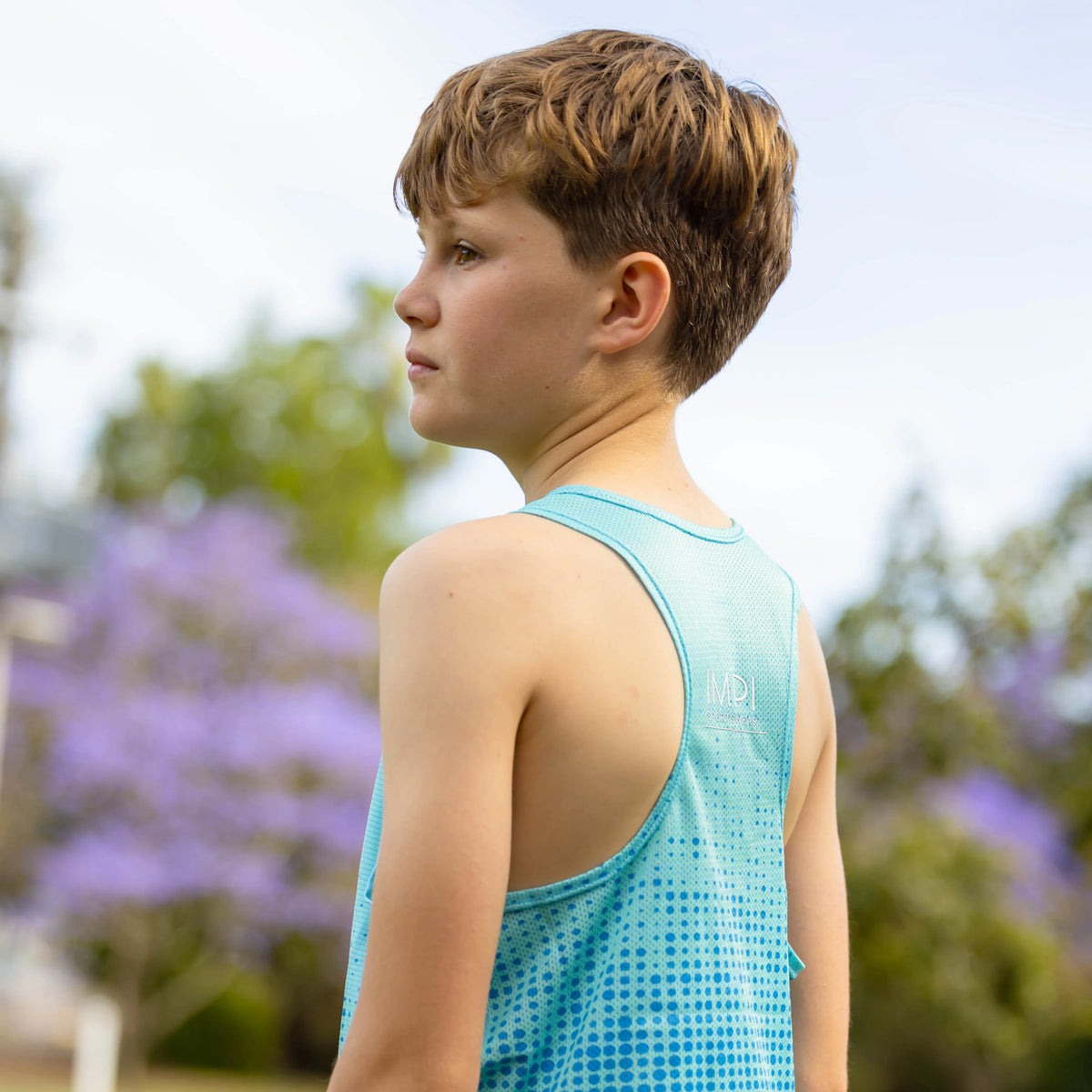 IMPI Boys Race Back Singlet - Aqua