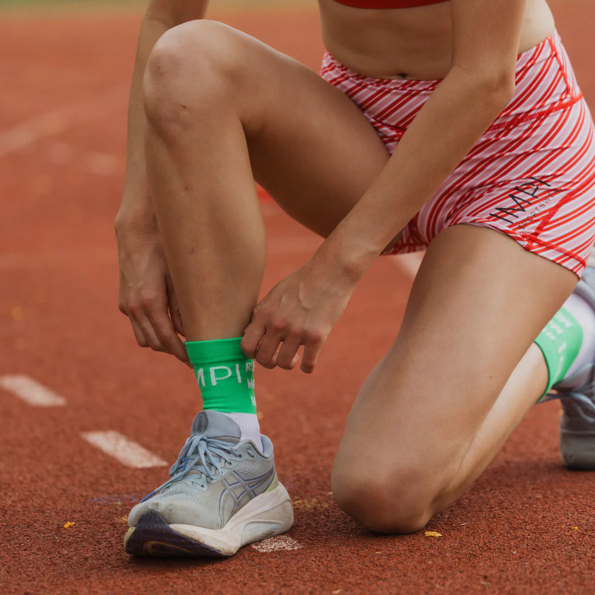 IMPI Longer Socks -Neon Green Running Makes Me Happy