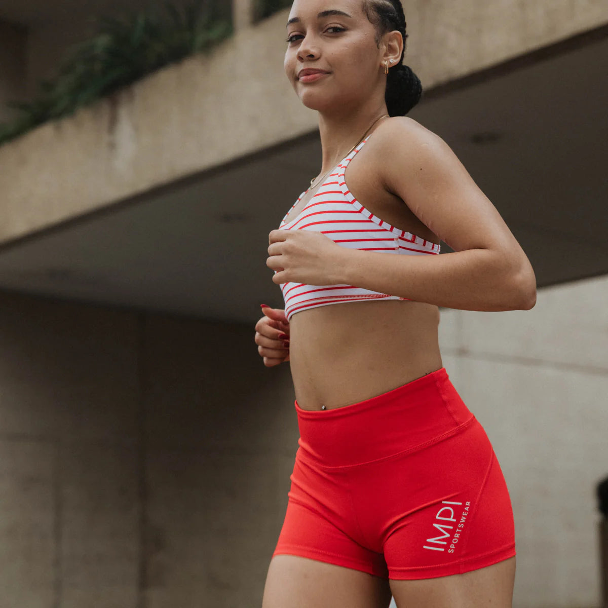 girls red bike shorts