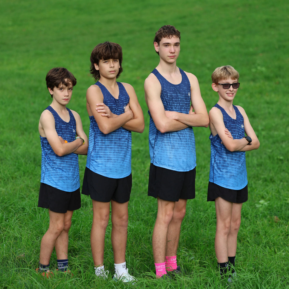 IMPI Boys Race Back Singlet - Navy/Blue