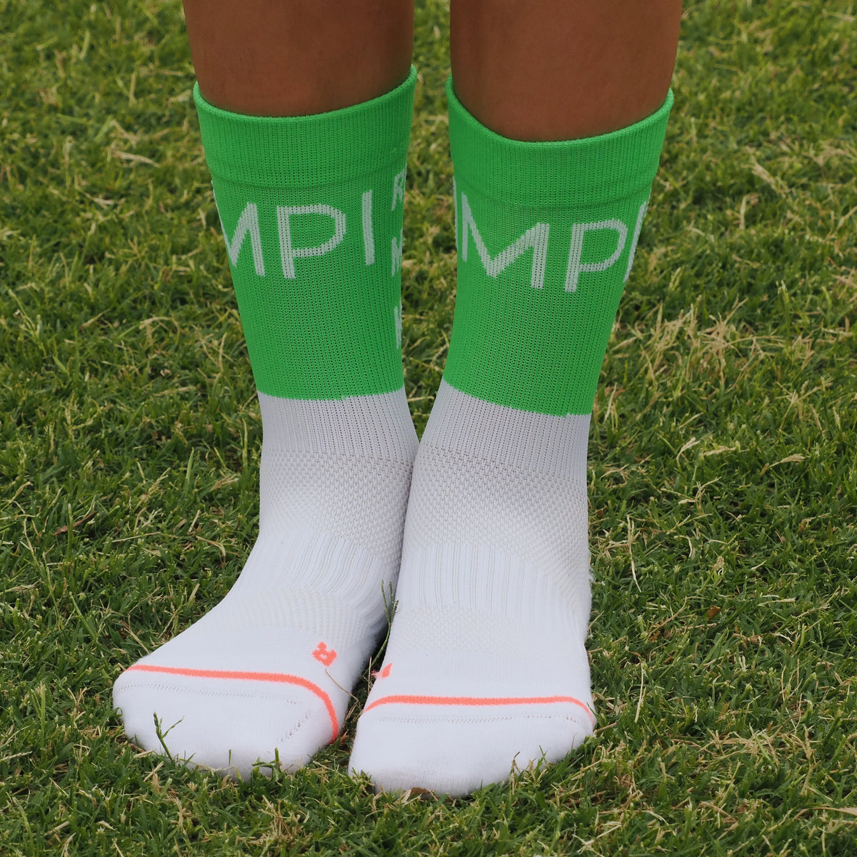 IMPI Longer Socks -Neon Green Running Makes Me Happy