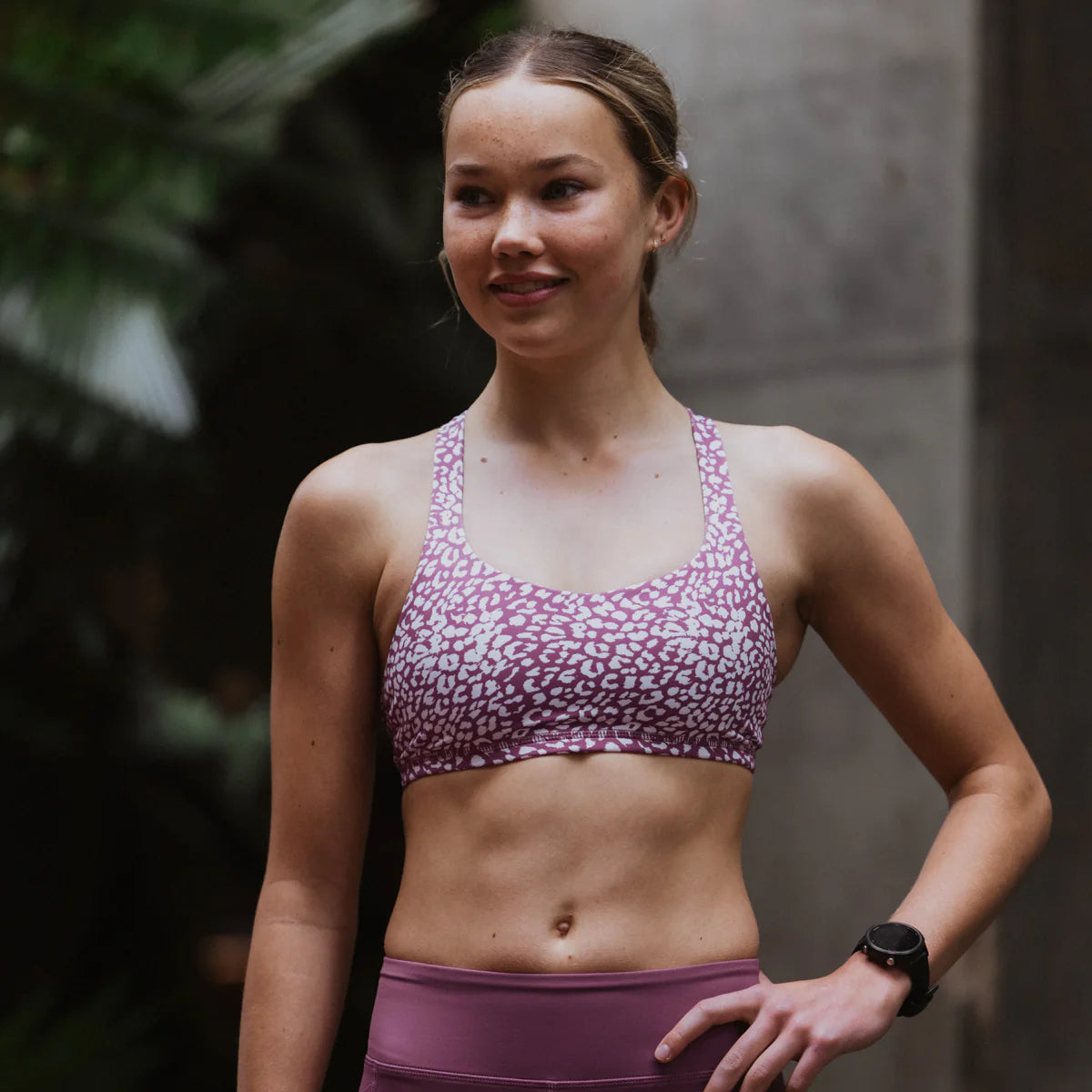 IMPI Strappy Girls Crop Top -Dusty Pink Cheetah