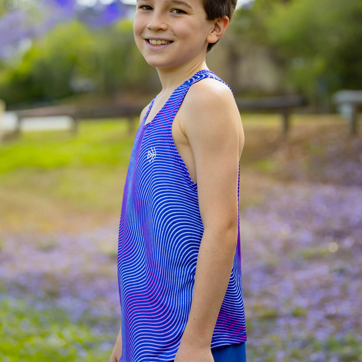 IMPI Boys Race Back Singlet - Blue Mirage