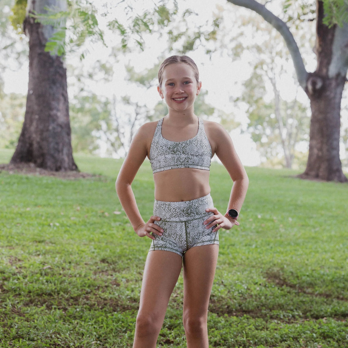 IMPI High Waist Bike Shorts - Olive Snake