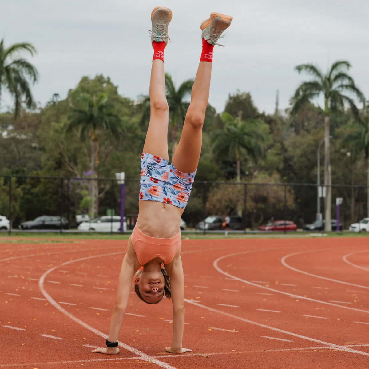 girls blue floral bike shorts
