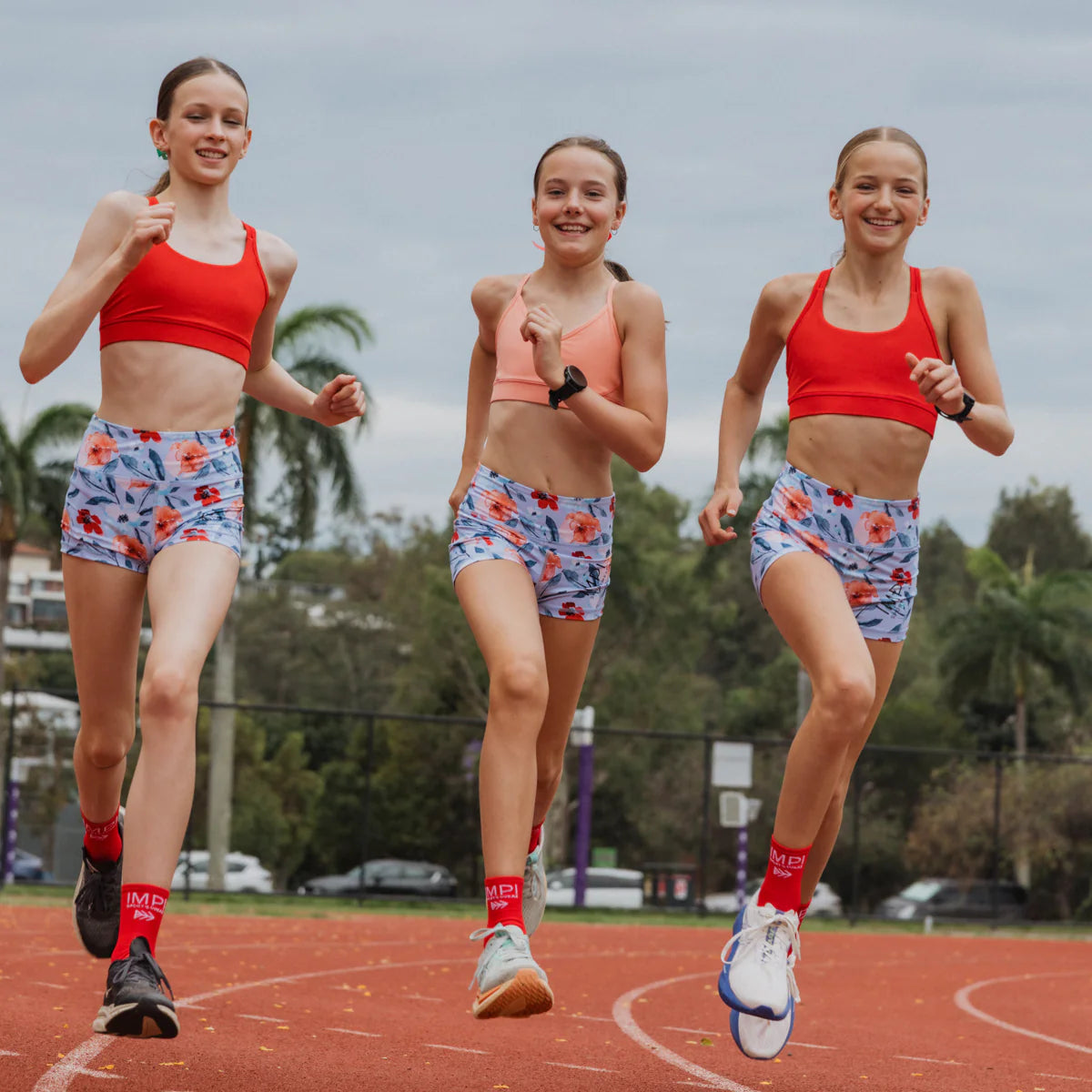 girls blue floral bike shorts