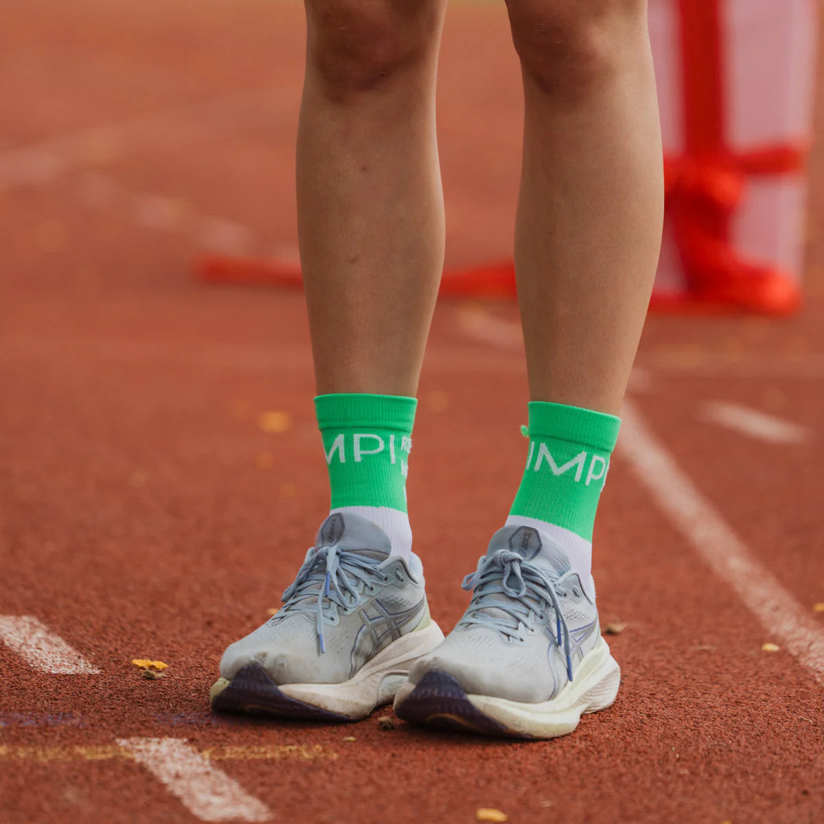 IMPI Longer Socks -Neon Green Running Makes Me Happy