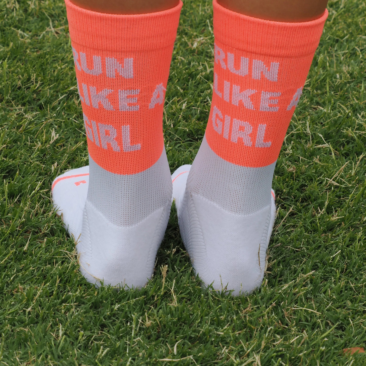 IMPI Longer Socks - Neon Coral Run Like A Girl