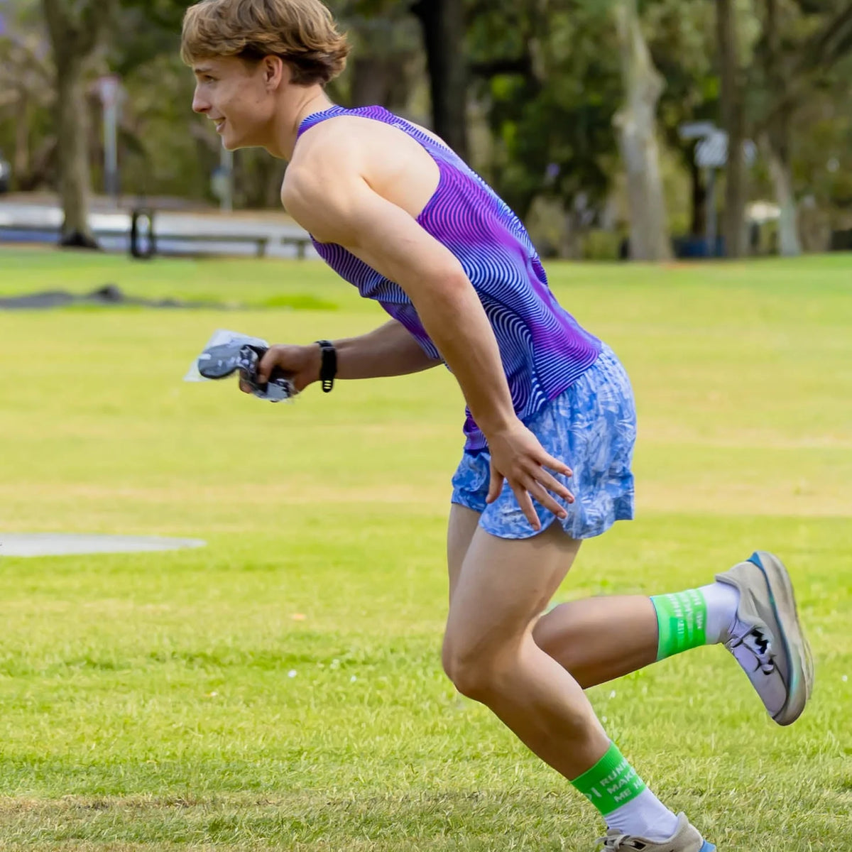 IMPI Boys Race Back Singlet - Blue Mirage