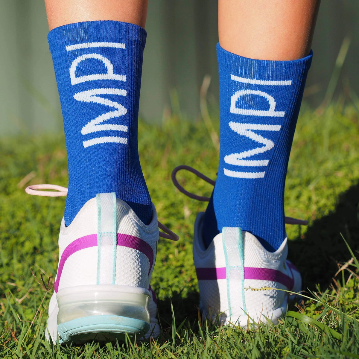 blue and white socks