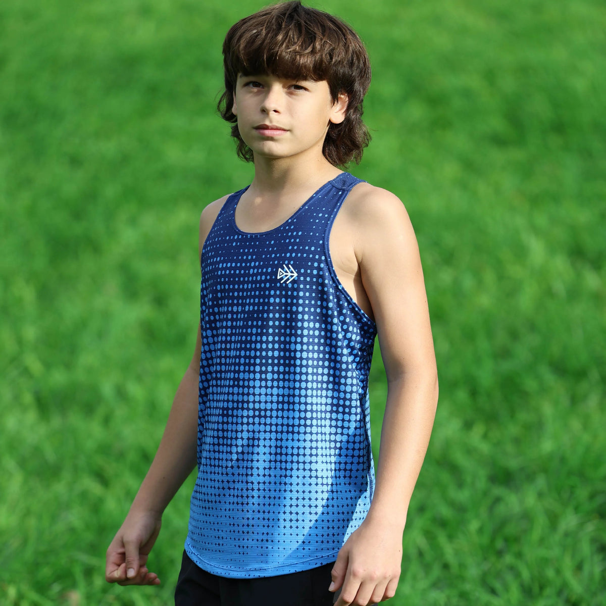 IMPI Boys Race Back Singlet - Navy/Blue