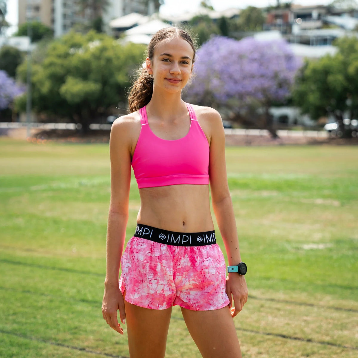 girls running shorts pink