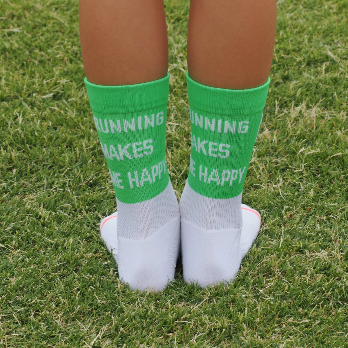 IMPI Longer Socks -Neon Green Running Makes Me Happy