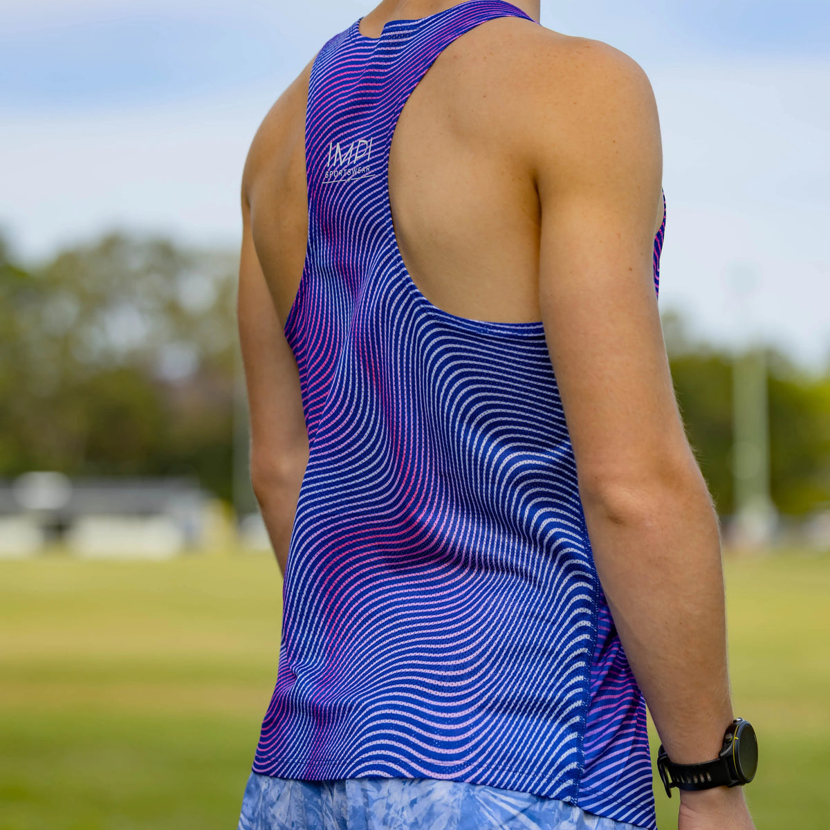 IMPI Boys Race Back Singlet - Blue Mirage