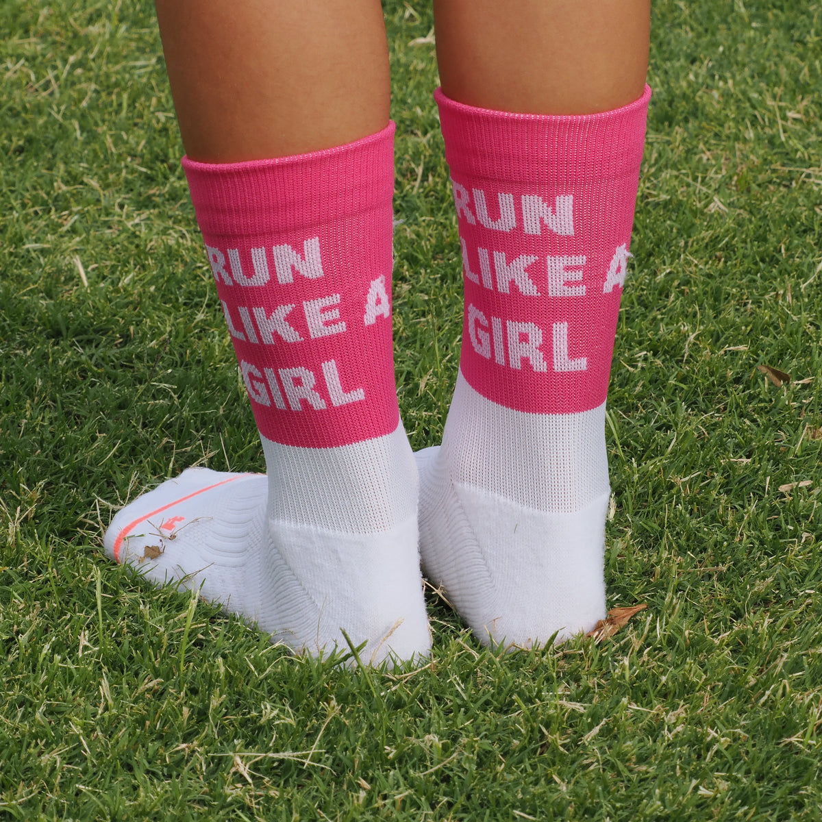 girls pink running socks