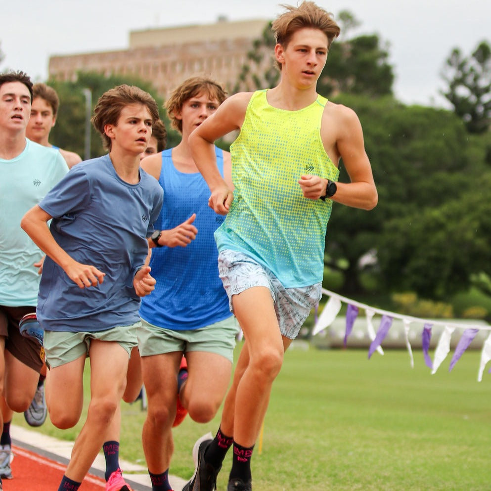 IMPI Boys Race Back Singlet - Aqua/Yellow