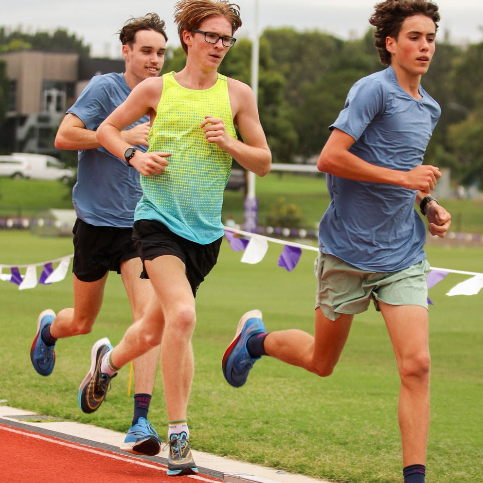 IMPI Boys Race Back Singlet - Aqua/Yellow