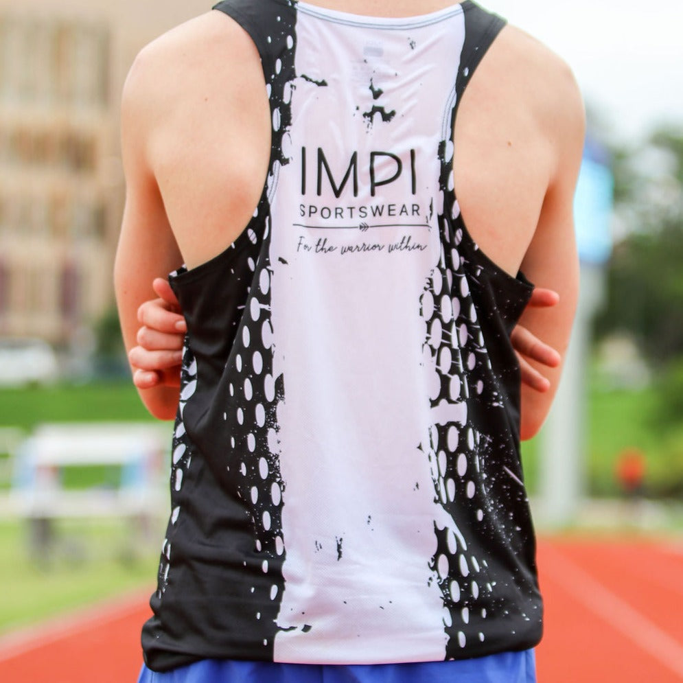 boys black running singlet