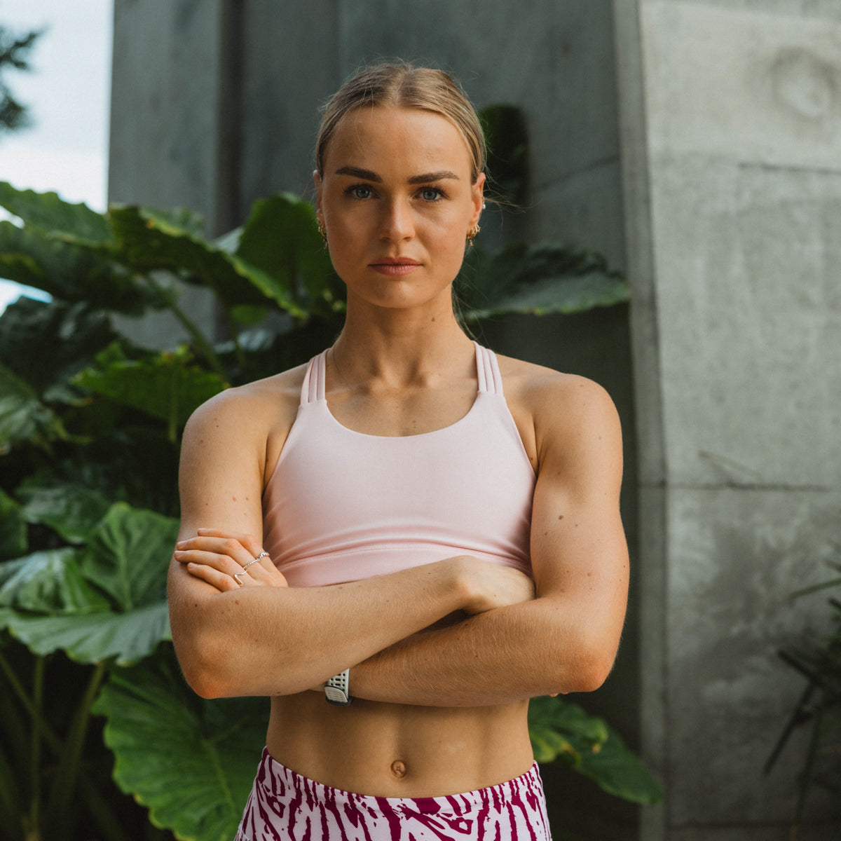 pink crop top